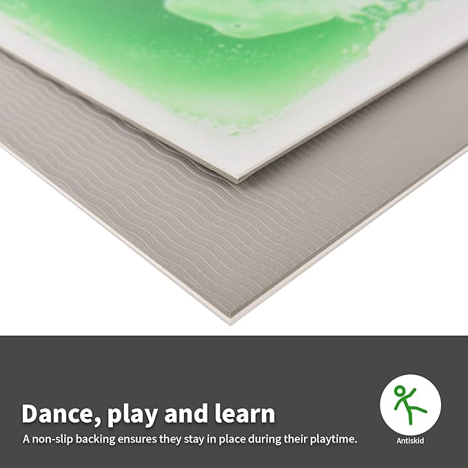 LONGKING 9 Pack 12" X 12" Sensory Tiles for Activity Play Centers for Children, Sensory Floor Tiles, Liquid Floor Tiles, Autism Sensory Poducts