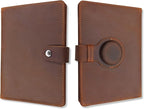 Genuine Leather AirTag and Moto Tag Passport Holder and Wallet for Men and Women RFID Blocking for Secure Traveling and Documentation Organizer(Coffee)
