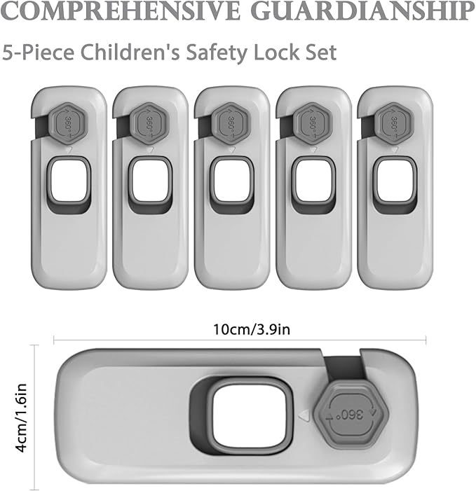 5 Pack Child Proof Refrigerator Lock, Baby Proofing Cabinet Locks, oven lock child safety, fridge lock, for Fridge, Drawers, Dishwasher, Oven, Cupboard, Closet, Adhesive, No Tools Need(Grey)