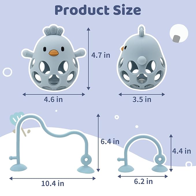 Baby High Chair Suction Toys Teething Chew - Baby Table Toys, Teething Toys Silicone Teethers, Food Grade Silicon for 6 12 18 Months (Blue)