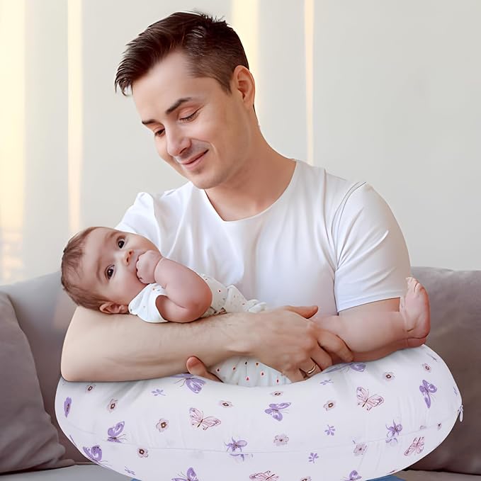 Plushii Nursing Pillow for Breastfeeding, Breathable Breast Feeding Pillow and Positioner with Removable Cover for More Support, Tummy Time and Bottle Feeding Support Pillow, Butterfly Dreams