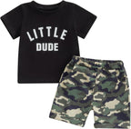 wdehow Toddler Kids Baby Boy Summer Clothes Sets 1T 2T 3T 4T 5T Letter Print Short Sleeve Tops Camouflage Shorts Outfits