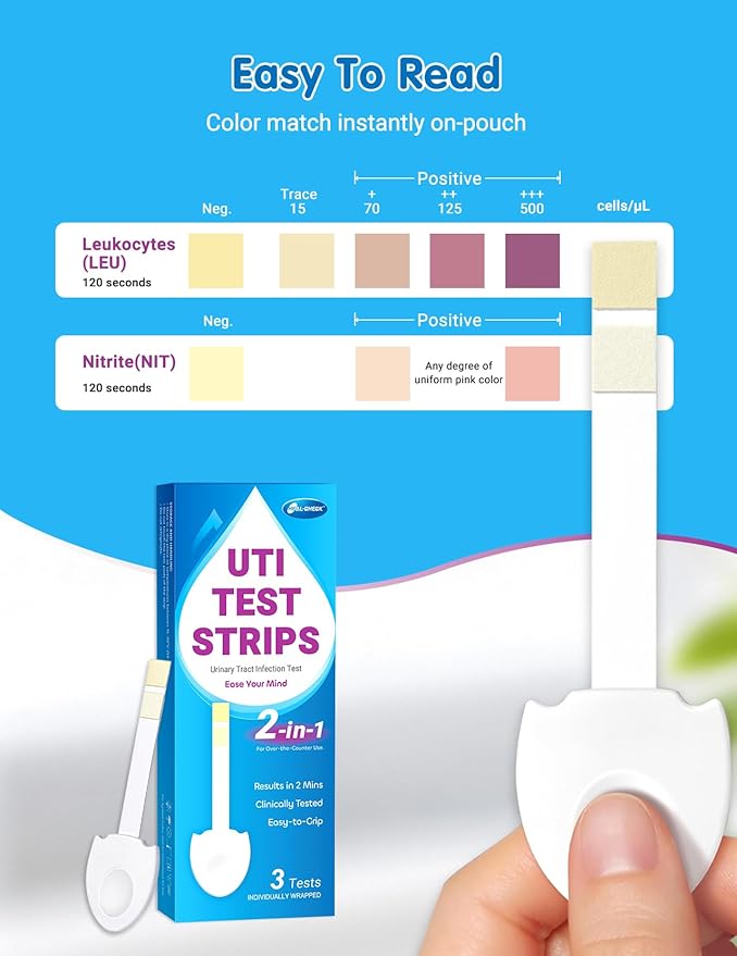 10 Pack UTI Test Strips, Urinary Tract Infection Test Kit for Women Men, Accurate Result in 2 Minutes, Monitor Bladder Health at Home, Clinically Tested, Easy to Grip, Individually Wrapped