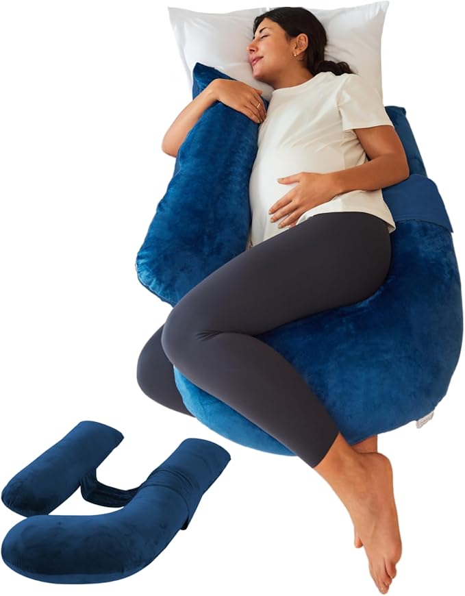 Pregnancy Pillows for Sleeping, Maternity Pillow for Side Sleeper, Support for Back, Legs, Belly, HIPS for Pregnant Women Blue
