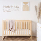 dadada Austin 3-in-1 Convertible Crib to Toddler Bed & Daybed - Made in Italy, GREENGUARD Gold Certified, Baby-Safe Finish, Sustainable Beech Wood, Modern Design, 3 Adjustable Heights (Natural)