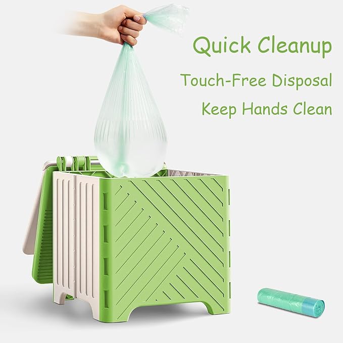 Portable Potty Seat for Toddler, Kids Travel Potty Foldable Compact Potty Training Toilet Seat with Cleaning Bags for Car, Camping, Travel, Outdoors (Green)