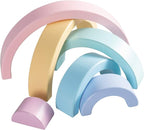 Wooden Rainbow Small Stacker, 6 Piece Rainbow Stacking Toy for Baby/Toddlers/Kids, Montessori Education Pastel Rainbow Decor, Kindergarten Teaching Aid