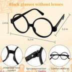 Wizard Theme Party Favors - Wand Pencils Wizard Glasses with No Lenses Lightning Bolt Scar Temporary Tattoo for Teen Kid Student Magic Birthday Party Favors School Reward Halloween Decor 12pcs each