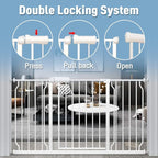 ALLAIBB Extra Wide Pressure Mount Baby Gate Auto Close White Metal Child Dog Pet Safety Gates with Walk Through for Stairs,Doorways,Kitchen and Living Room (52.76-62.2"/134-158cm)