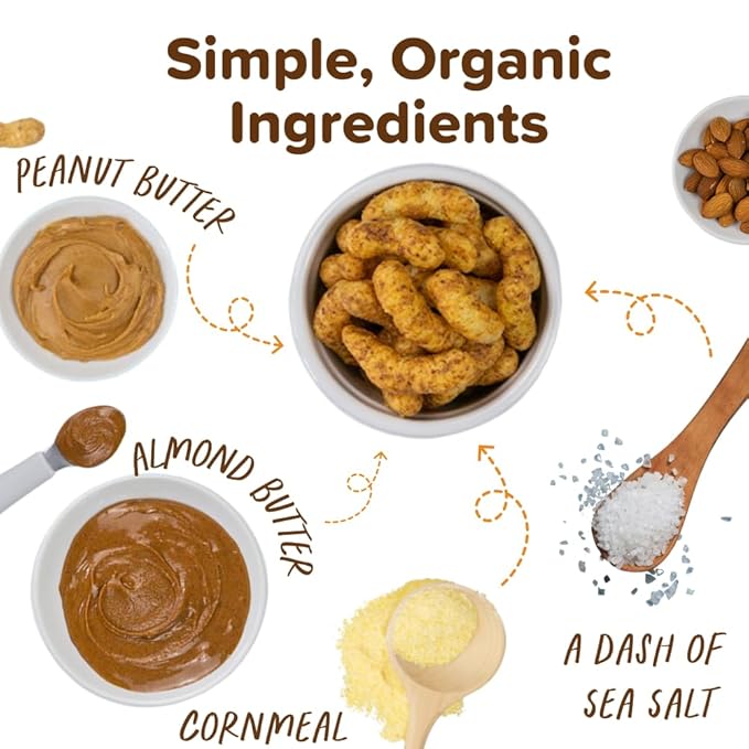 Puffworks Baby Peanut and Almond Variety Pack, Perfect for Early Peanut Introduction, Plant Protein, USDA Organic, Gluten-Free, Vegan, Non-GMO, Kosher, 1.0 Ounce (Pack of 6)