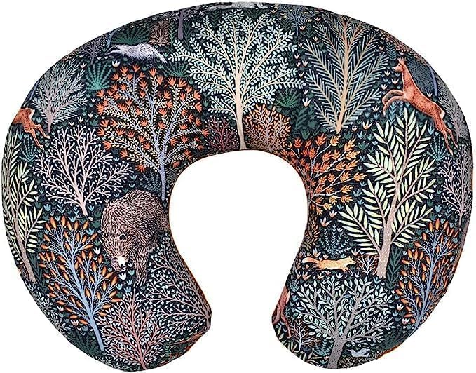 Nursing Pillow and Positioner, Breastfeeding, Bottle Feeding, Baby Sitting Support with Removable Ultra Soft Minky Cover, Tummy Time Support for Baby Boys and Girls (Lost Deer)