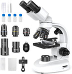 Compound Binocular Microscope for Kids & Adults - 40X-2000X Magnification Professional Microscopes with Slides - Kids Microscope Kit for School & Family Science Education Equipment