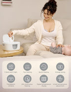 Momcozy Baby Wipe Warmer, Innovative Spring Design, Large Capacity Wipes Dispenser for 60-80pcs, Fast & Even Heating, 4 Modes of Temperature Heating Control, Diaper Wipe Warmer with Night Light, Grey