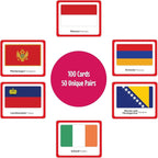 Menique Flags of Europe Memory Matching Game – 100 Cards (50 Pairs) with Flag, Country & Capital – Educational Geography Game for Kids and Adults