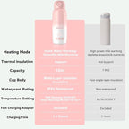 Portable Bottle Warmer, Large 12oz Capacity with Dual Heating Modes for Breast Milk & Water, Smart Temperature Control, Long Battery Life, Bottle Warmer for Outdoor, Airplane & Car Travel, Pink