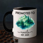 Promoted To Uncle Coffee Mug Gift For New Uncle EST 2026 Father's Day, Personalized Year Name Uncles White Teacup 11 15Oz, Customized Uncles Accent Mug Gift For Brother Family Pregnancy Announcement
