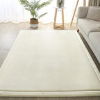 Loartee Coral Velvet Crawling Rugs (4'11"x4'11", Beige) for Toddler Children Play Area Rugs Yoga Mat Exercise Pads Carpet