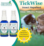 3 Moms Organics, TickWise 2oz Extra Strength Happy Campers 2-Pack - DEET- Free, Tick and Insect Repellent, Plant Based Essential Oils, All Natural Ingredients, Safe for Kids, Adults, Dogs & Horses