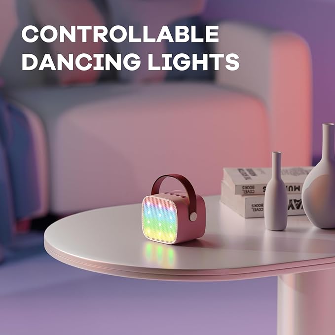 YLL Mini Karaoke Machine for Kids Adults, Portable Bluetooth Speaker with 2 Wireless Microphones, TOP Birthday Gifts Toys for Girls Ages 3, 4, 5, 6, 7, 8, 9,10,11,12+ Years Old Toddler (Lightpink)