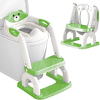 DEEKI Potty Training Seat Upgrade 2 in 1 Toddler Training Toilet Chair Potty Seat with Step Stool Ladder for Baby Kids Boys Girls(Green)