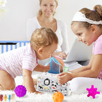 Montessori Toys for Babies 0-6 Months,7 in 1 Newborn Toys Baby Gifts Set Early Learning Toys with Black & White Baby Flashcards,Tummy Time Mirror,Baby Rattle,Sensory Balls,Tissue Box Toys,Rain Stick