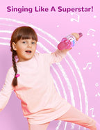 Amazmic Toys for Girls, Kids Karaoke Microphone Toddler Microphone for Kids with Lights, Birthday Gift for Girls, Boys Toy Age 3 4 5 6 7 8+(Light Pink)