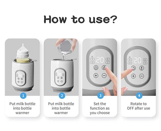Bottle Warmer,Fast Baby Milk Warmer with Timer,Accurate Temperature to Preserve Fullest Nutrients in Breast Milk, with Defrost, Sterili-zing, Keep, Heat Baby Food Jars Function