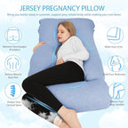 Chilling Home Pregnancy Pillow, U Shaped Pregnancy Pillows for Sleeping Full Body Pillow Maternity Pillow for Pregnant Women 58 inch, Pregnant Women Must Have with Removable Cover, Blue-Jersey