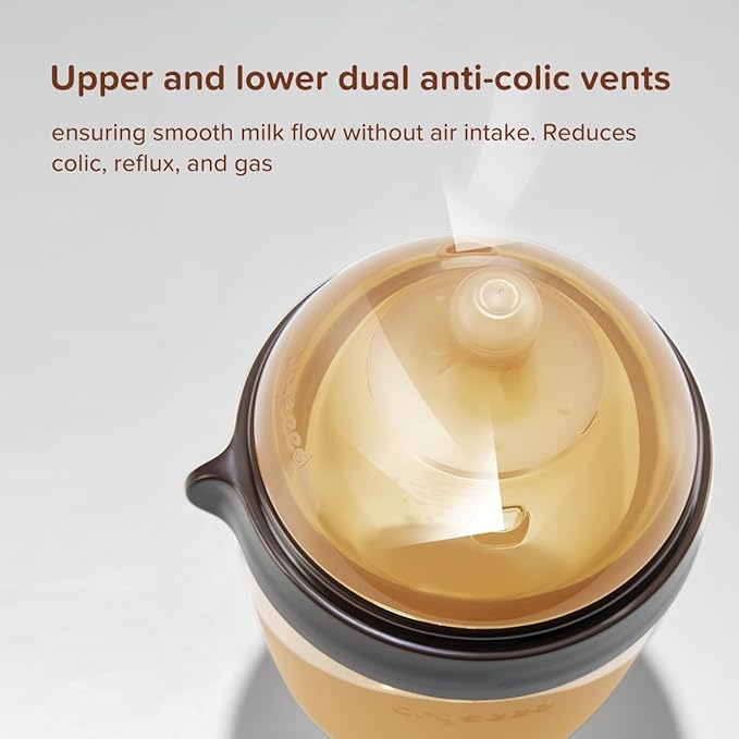 Silicone Natural Breast-Like Bottle with Nipple(0-3 Months),8oz，1pack