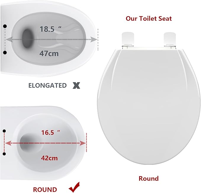 Potty Training Seat Built-In Toilet Seat, Round Toilet Seat 17 Inch with Baby Seat, 2 In 1 Soft Close Quiet No Slapping, Magnetic Absorption, Easy Installation for Bottom Fixing Toilet