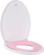 Toilet Seat Cover Elongated with Toddler Toilet Seat – Potty Training Toilet for Girls and Adults, Slow Close and Detachable PP Seat with Built-in Child Potty Training Seat, Pink