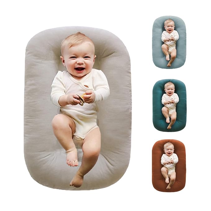 Baby Lounger for Newborns, Baby Nest & Floor Cushion, Soft Cotton, Portable Diaper Changing Pads for Boys & Girls 0-12 Months(English Apricot)