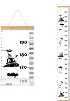 Kids Growth Chart, Wood Frame Fabric Canvas Height Measurement Ruler from Baby to Adult for Child's Room Decoration 7.9 x 79in (7.9 x 79in, Black Car)