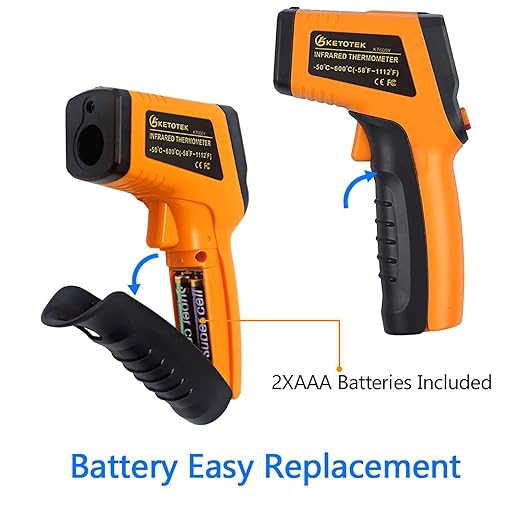 Ketotek Digital Infrared Thermometer Temperature Gun -58°F-1112 °F(-50°C - 600°C) Handheld Non Contact IR Laser Thermometer KT600Y for Cooking Meat Refrigerator Pool Pizza Oven BBQ Food