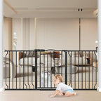 62.5"-71.6" Extra Wide Baby Gate for Doorways No Drill, Pressure Mounted Dog Gate Indoor, Walk Thru Pet Gate for Cat Dog Child,Pet Gates for The House Doorway Black