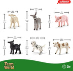 Schleich Farm World - 6 PC Baby Farm Animal Playset with Puppy, Lamb, Goat, Piglet, Calf and Donkey Toys - Realistic Barnyard Figurines - Fun Educational Figures for Kids and Toddlers Ages 3+