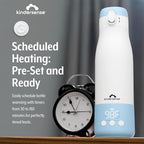 KinderSense® Portable Bottle Warmer for Travel - 12 Fl Oz Large Capacity 55W Power - Breastmilk, Water, Baby Formula- Fast Heating, Leakproof, LED Display + Preset Timer | 18W QC Charger