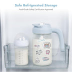 Papablic Glass Breastmilk Pitcher, Formula Mixing Pitcher with Mixing Handle Lid, Wide Mouth Mason Jar Mixer with Flip Locking Spout, Easy to Clean, BPA Free, Blue