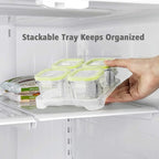 Matyz 4-Pack Baby Glass Jars For Food Storage with Lids Airtight and Stackable Tray (Mint Green, 4 OZ Each) - Small Solid Food Storage Containers For Baby On The Go - Freezer Microwave Oven Safe