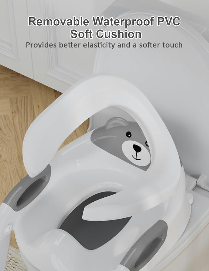 Potty Training Seat with Step Stool Ladder, Potty Training Toilet Seat with Soft Seat Splash Guard, Adjustable Height, 2 in 1 Potty Seats for Toddlers Kids Boys Girls