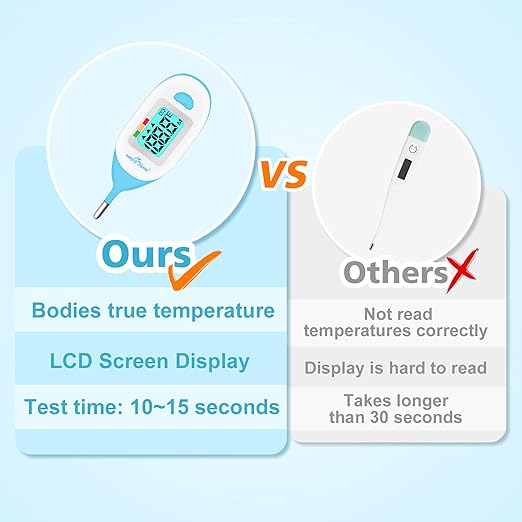 Easy@Home Baby Rectal Thermometer with Fever Indicator - Perfect Newborn & Infant Digital Thermometer with LCD Display Reading Body Temperature-Kid and Baby Item with Accurate Fast Reading - EMT-027
