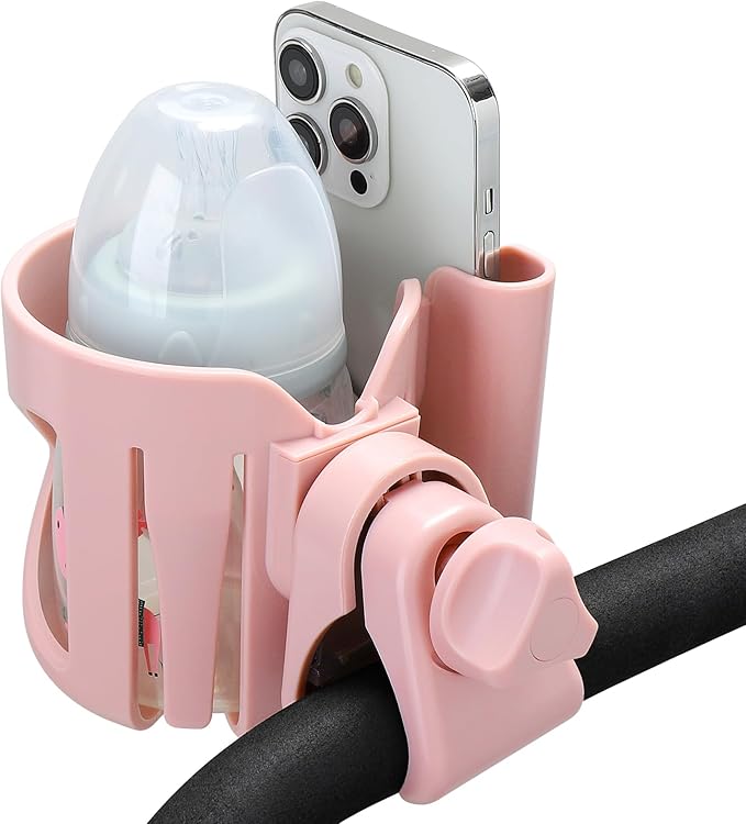 Accmor Universal Cup Holder, Stroller Cup Holder with Phone Holder, 360° Rotatable Large Caliber Designed Bottle Holder for Stroller, Bike, Wheelchair, Walker, Scooter