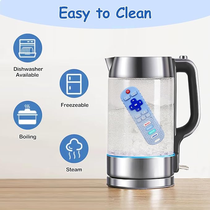 3 Pack Baby Teething Toys, Silicone Baby Teething Remote&Teether Toys for Babies 6-12 Months,BPA Free,Easy-Grip Chew Remote Control Toy for Boys Girls Birthday Christmas Gifts(Blue&Grey&Beige)