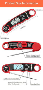 Digital Meat Thermometer with Bottle Opener - Waterproof Magnetic Instant Read Temperature Folding Probe for Cooking Hot Food Oil Fryer BBQ Grill Smoker Candy Liquids Beef Chicken Lamb Fish Pork