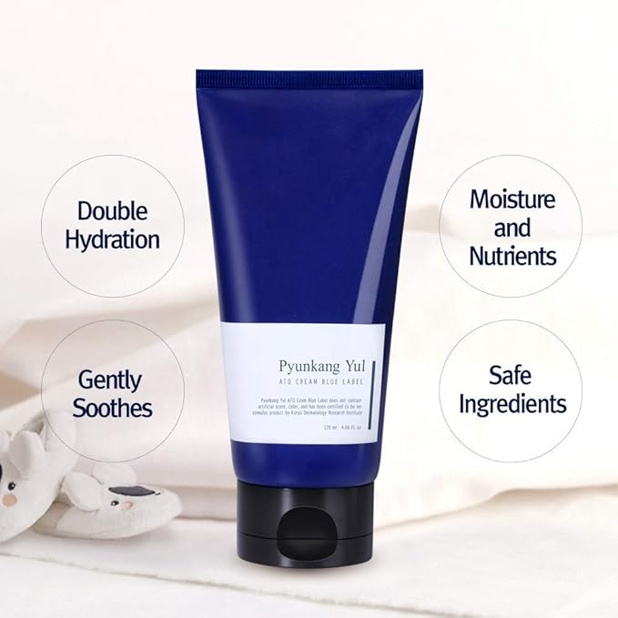 Pyunkang Yul PKY ATO Cream Blue Label - Long lasting Strong Moisture and Nutrients Hyaluronic Acids, Natural Safe Ingredients Ceramide Skin Barrier from Double Hydration Baby Lotion 4.06 Fl. Oz