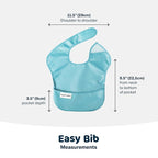 Tiny Twinkle Mess Proof Baby Bibs for Eating - Waterproof, Wipeable Bibs - Toddler Bibs - Travel Friendly - PFAS, PVC, BPA, Phthalate Free - Baby Food Bibs (3 Pack,Slate, Olive)