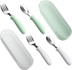 Toddler Utensils, Kids Stainless Steel Silverware Set, Toddler Forks and Spoons, Baby Utensils Set with Storage Box for Self Feeding Safe, Dishwasher Safe (2 Set with Case)