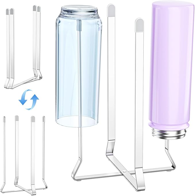 Water Bottle Drying Rack, Stainless Steel Baby Bottle Drying Rack, Collapsible Bottles Dryer Rack, Cup Rack Dryer for Water Bottles, Multifunctional Draining Rack for Sport Bottle, Reusable Bag