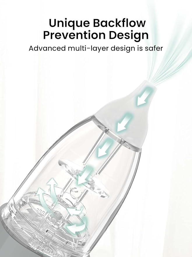 GROWNSY Nasal Aspirator for Baby with 2 Larger Suction Chambers and 6 Food-Grade Soft Silicone Tips, Grey