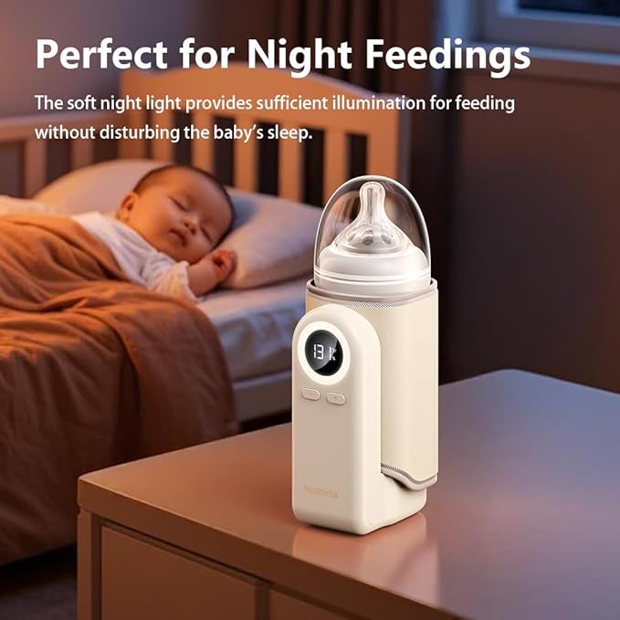 Portable Baby Bottle Warmer 4-in-1 Fast Heating Baby Milk Warmer for Breastmilk or Formula with Heating Warm Milk Constant and Warm Water Function (Green)